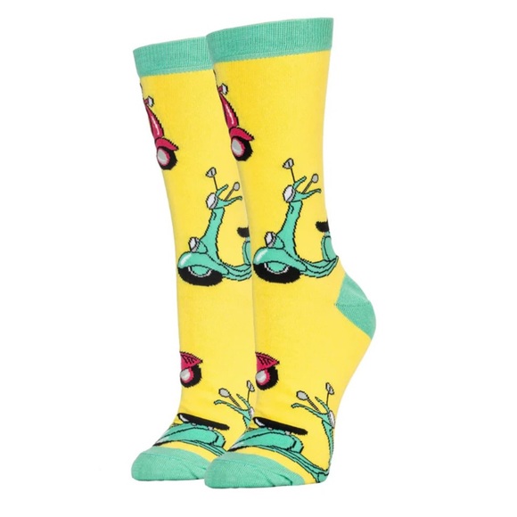 NWT "Enjoy the Ride" Vespa Scooter Crew Socks - Picture 4 of 4